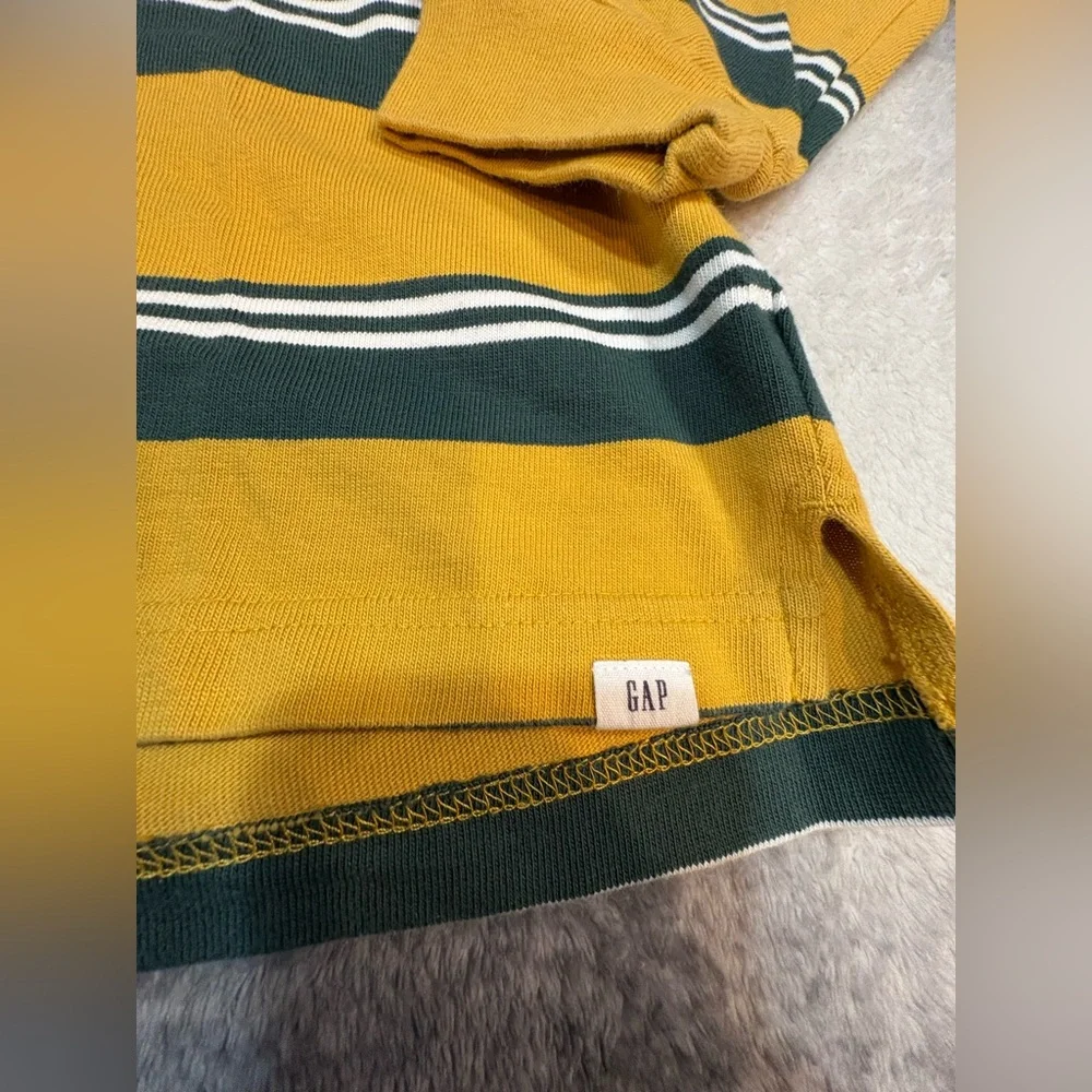 (A3) NWOT Gap Boys Striped Rugby Shirt XL Husky Yellow Green Long Sleeve Polo‎